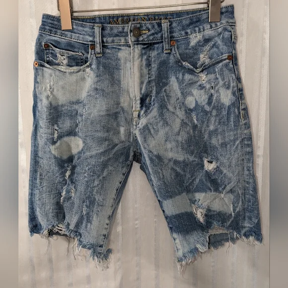 AMERICAN EAGLE OUTFITTERS Denim Shorts Bleached Distressed sz 29 - Picture 13 of 14